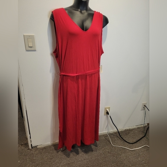 New st johns bay size 4x red ryaon waist tie maxi dress - Picture 1 of 4